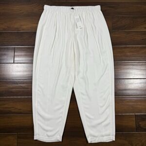 Eileen Fisher Women's Size‎ Large Ivory Silk Georgette Crepe Lantern Ankle Pants